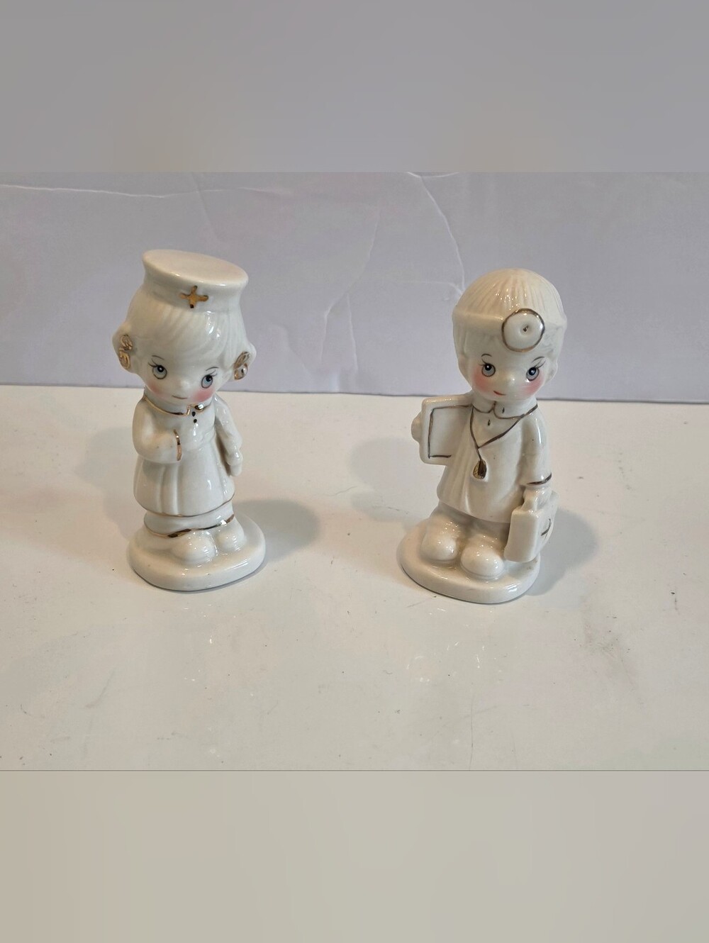 Vintage Japan Porcelain Nurse & Doctor Figurine Set From 1950s To 1960s